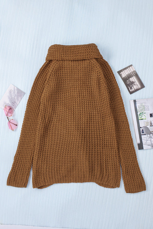 Buttoned Wrap Turtleneck Sweater